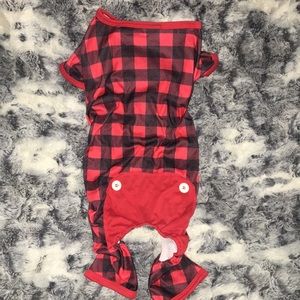 BLACK AND RED CHECKERED DOG PAJAMAS